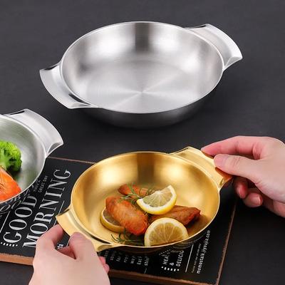 Marmites coréennes en acier inoxydable pour la cuisson des fruits de mer, marmite à double anse, poêle à paella et ramen, casserole antiadhésive pour la cuisine