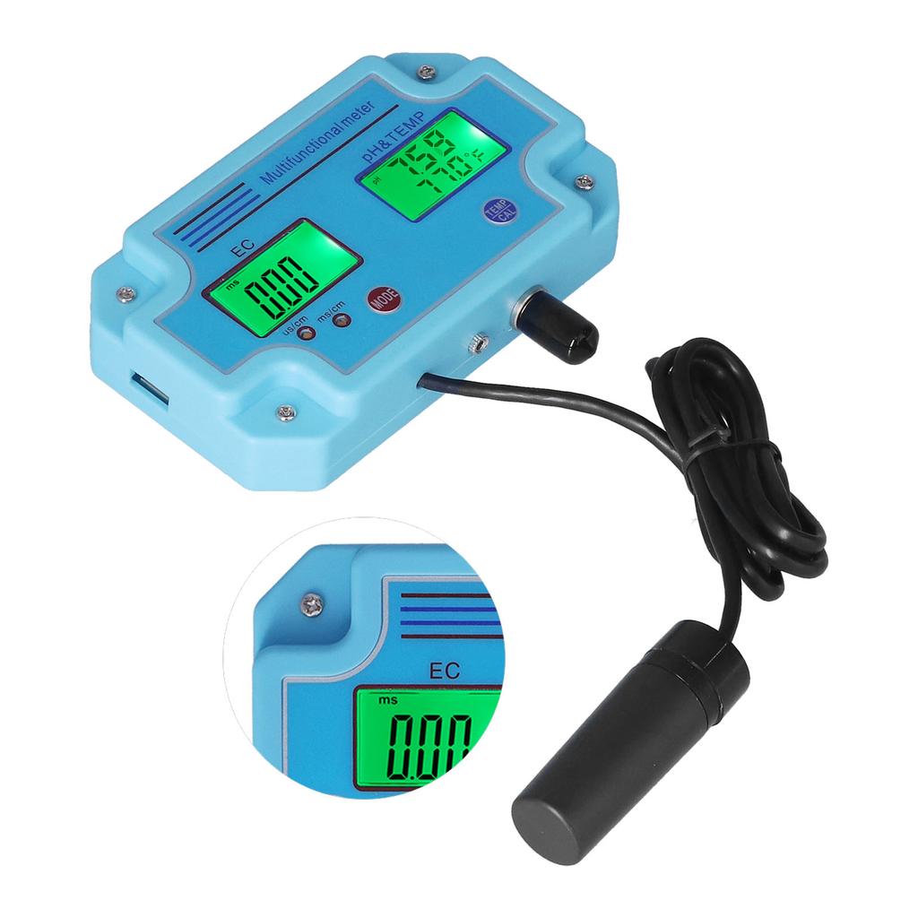 Metru PH EC Temperatură DC 6V Portabil de Înaltă Precizie LCD Monitor Hidroponic Multifuncțional