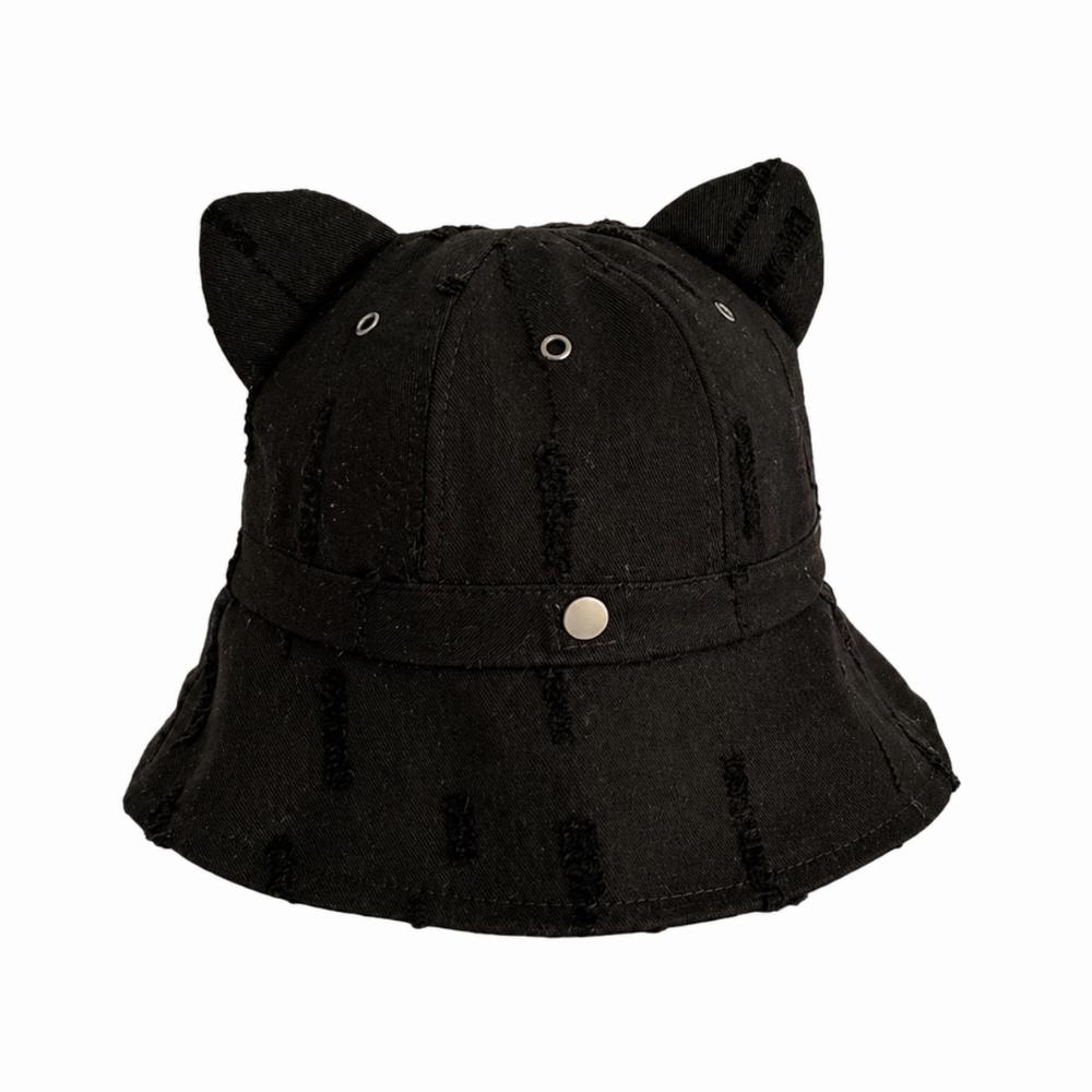 

Cotton Fisherman Hat Cute Ear Sun Hat Fashion Cat Ears Hat Women чорний