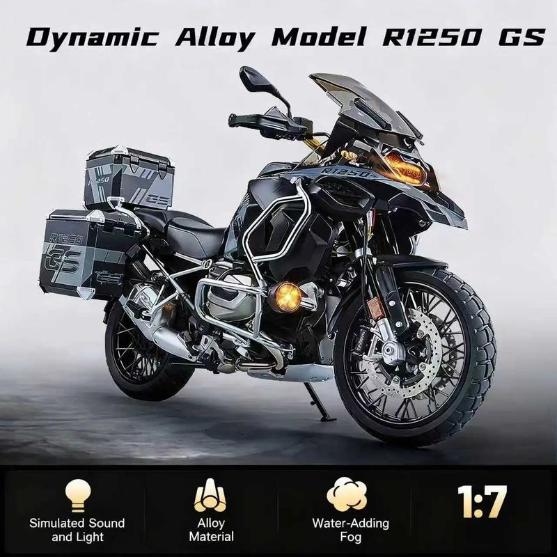 1:7 For BMW R1250 GS ADV Alloy Metal Diecast Motorcycle Model Sound And Light Dynamic Ornaments Collectibles Hobby Birthday Gift
