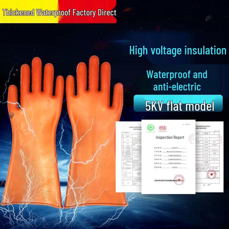 

10kV High-Voltage Insulating Gloves for Electricians - Safety, Wear-Resistant, Waterproof, and Anti-Electric Rubber.