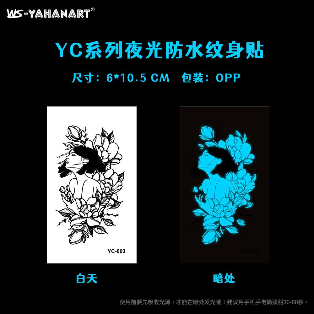 Luminous Blue Tattoo Sticker Nightclub Bar Music Festival Party Floral Female Tattoo Sticker Glowing Face Sticker