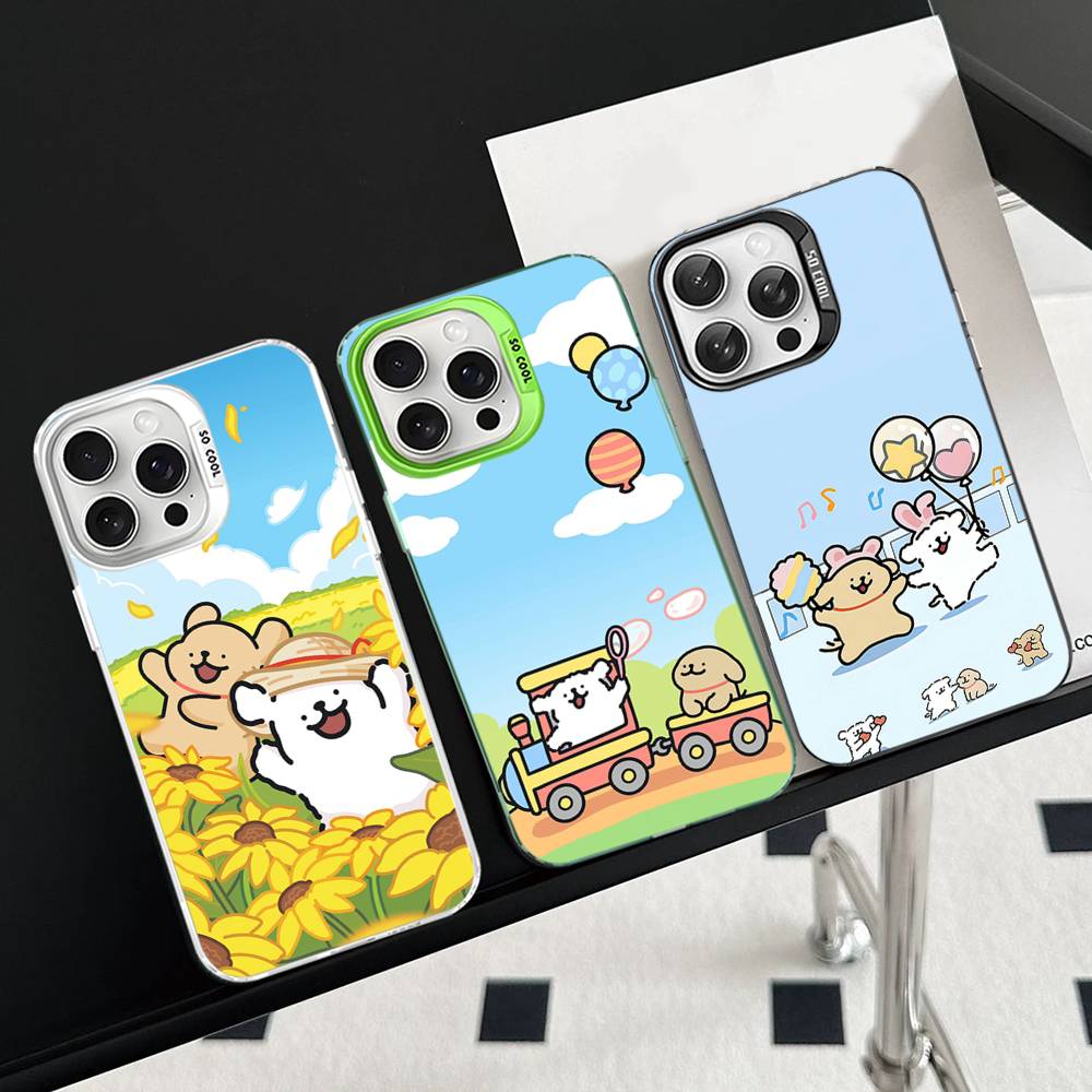 Lovely Line Dog Maltese Phone Cases For iPhone 17 16 15 14 13 12 11 Plus Pro Max Colorful Case