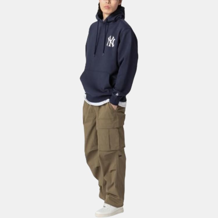 New Era Felpa con cappuccio e stampa logo MLB a maniche lunghe da uomo Blu 12715378