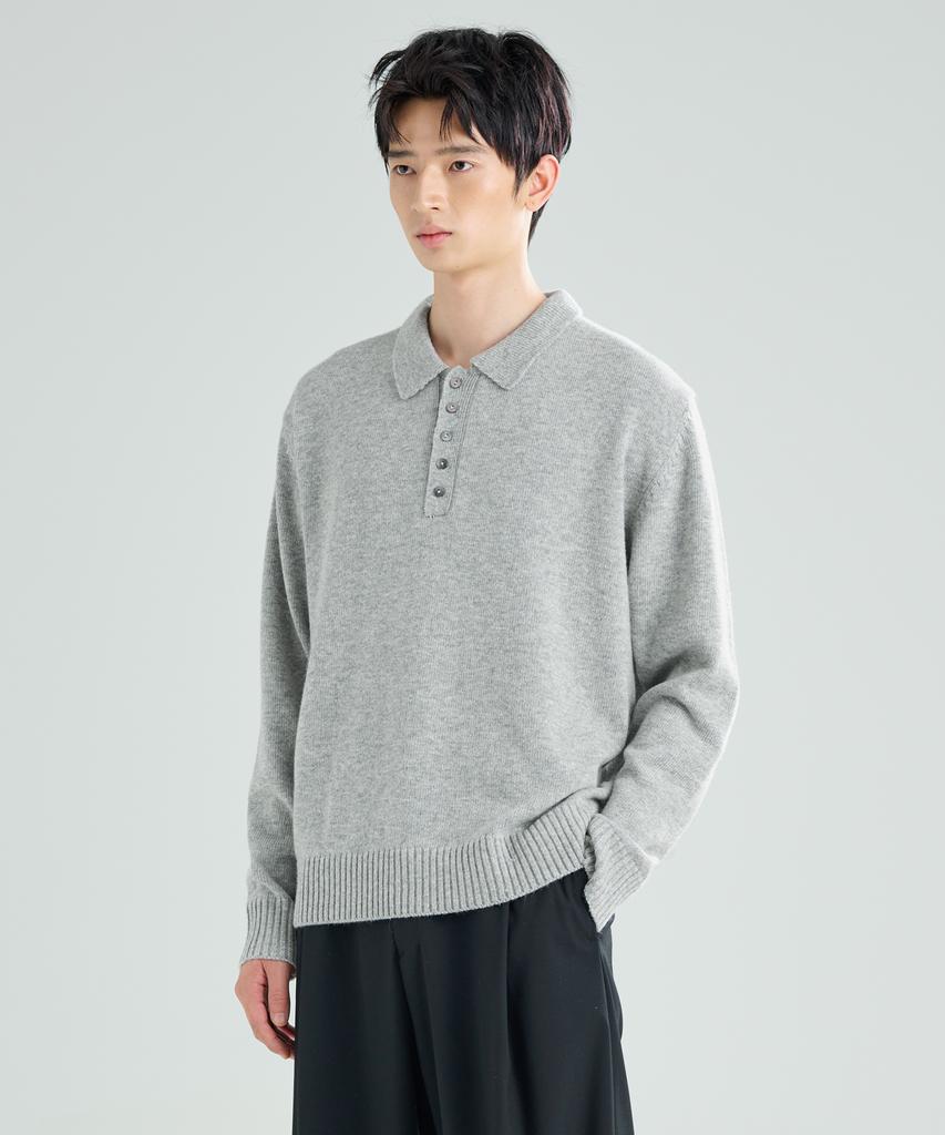 ZPLISH Wool Collared Knit Gray