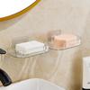 PET No-Drill Adhesive Soap Dish Holder - Water-Draining, Trace-Free Bathroom Soap Organizer