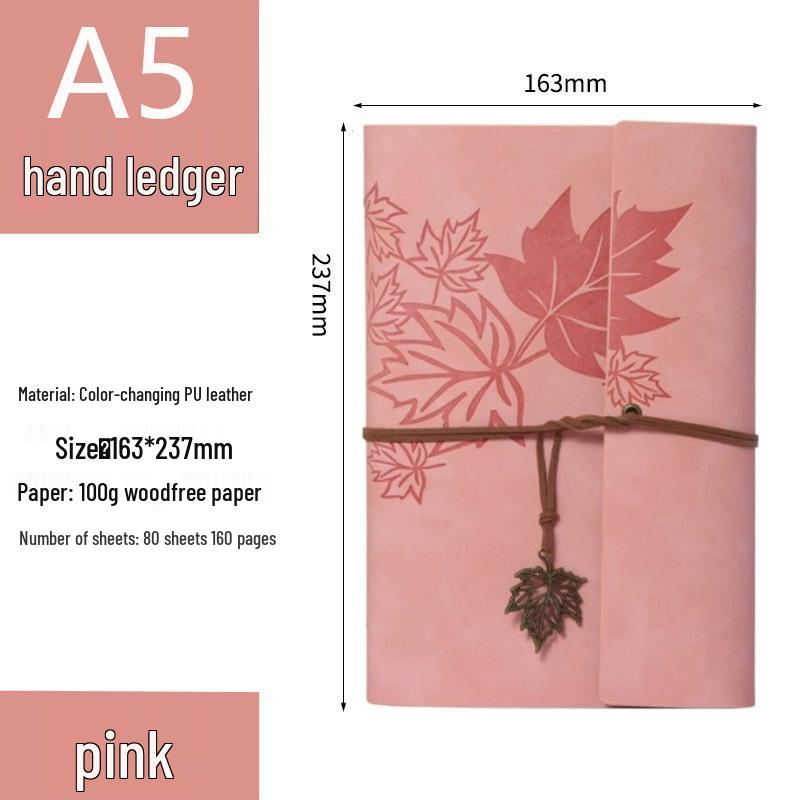Retro Ribbon Tie Tri-fold Loose-leaf Notebook - Student Travel Notepad & Stamp Book