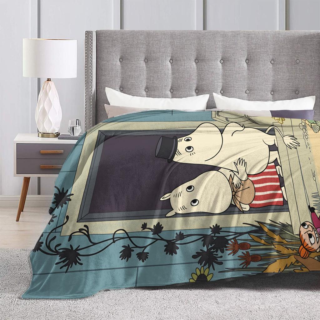 Coperta Morbida Moomin Carina per Divano Letto Coperta da Viaggio Casual Campeggio Invernale Flanella Copriletto