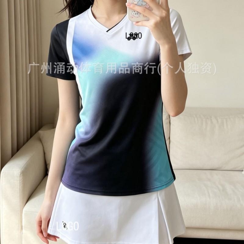 Quick-Dry Badminton Shirt Short Sleeve Breathable Sport T-Shirt Men Women Kids Training Competition Gym Running