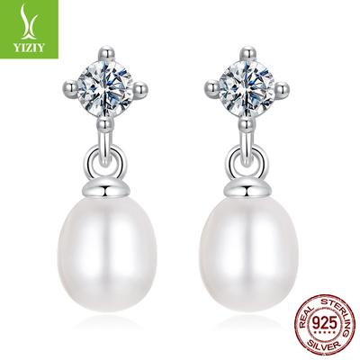 Orecchini a Lobo Mozzarella di Perla Naturale d'Acqua Dolce, Squisiti Orecchini di Lusso da Donna in Argento S925 con Diamanti Mozzarella.