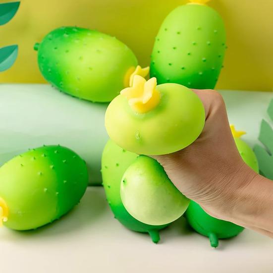Stress Relief Simulation Cucumber Toy Anti-Anxiety Cartoon Watermelon Squeeze Toy Stretchy Vegetable Fidget Sensory Toy Office Worker Gift