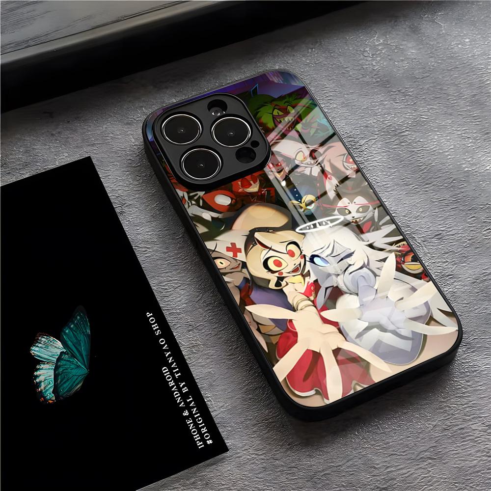 

Чехол для телефона H-Hazbin-Hotel Аниме для IPhone 17 Pro Max 15 Pro 16 14 Plus 12 13 Mini 11 Pro Ударопрочный Стеклянный Чехол iPhone12