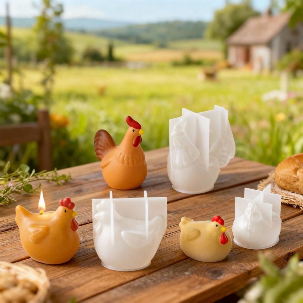 3D Chicken Candle Silicone Mold Cute Chicken Crafts Plaster Resin Cement Mould DIY Animal Soap Making Tool for Easter Home Decor