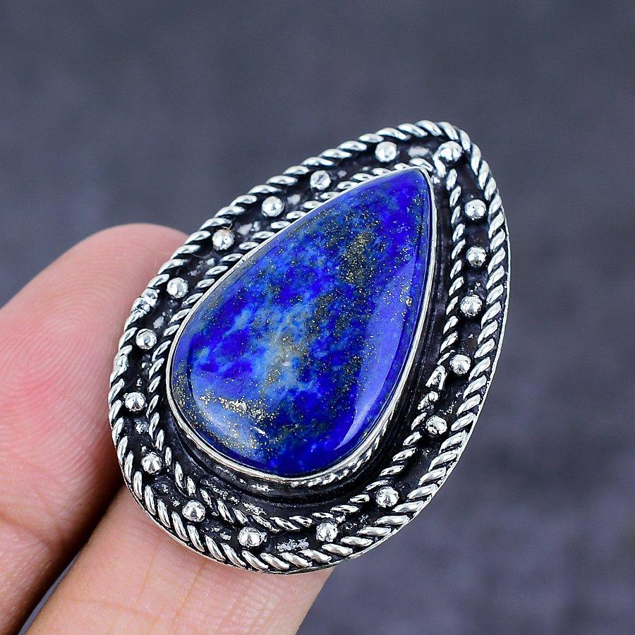 Lapis Lazuli Handmade 925 Sterling Silver Jewelry Ring Size 7 q7p43