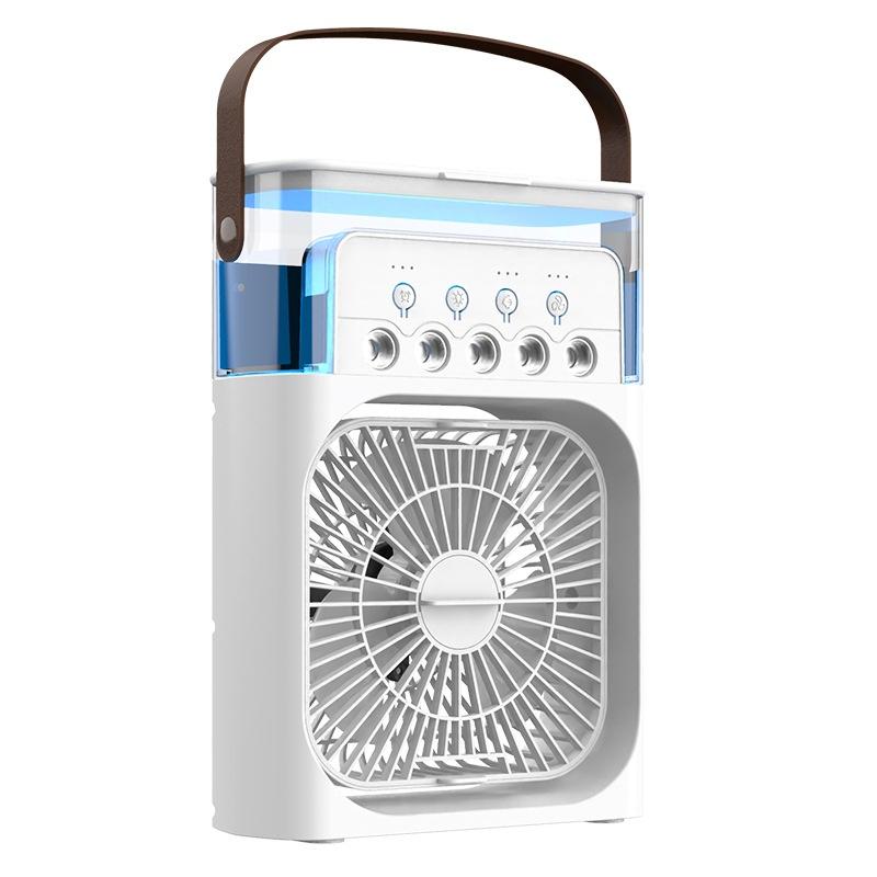 Three-In-One Portable Cooling Fan With 7-Color Led Night Light And 5-Hole Humidifier For Office Home Outdoor