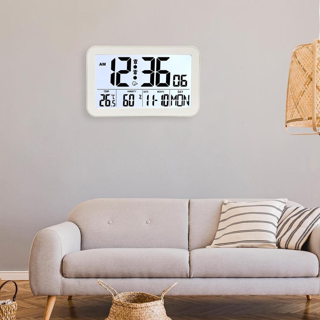 Digital Alarm Clock Bedside Table Timepiece Large Display Versatile Night Light Double Alarms Desk