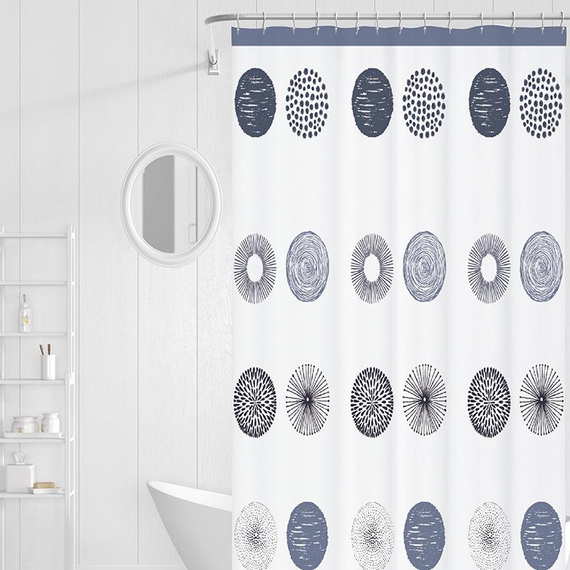 3D Printed PEVA Shower Curtain with Hooks – Thick, Waterproof, Mildew-Resistant Bathroom Partition