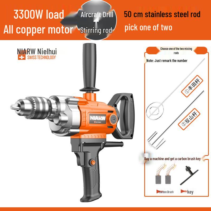 High-Power Electric Drill & Mixer for Concrete, Paint, and Cement