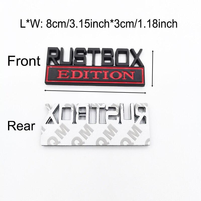 1Pc 3D Metal Rustbox Edition Logo Car Side Fender Rear Trunk Emblem Badge Sticker Decal