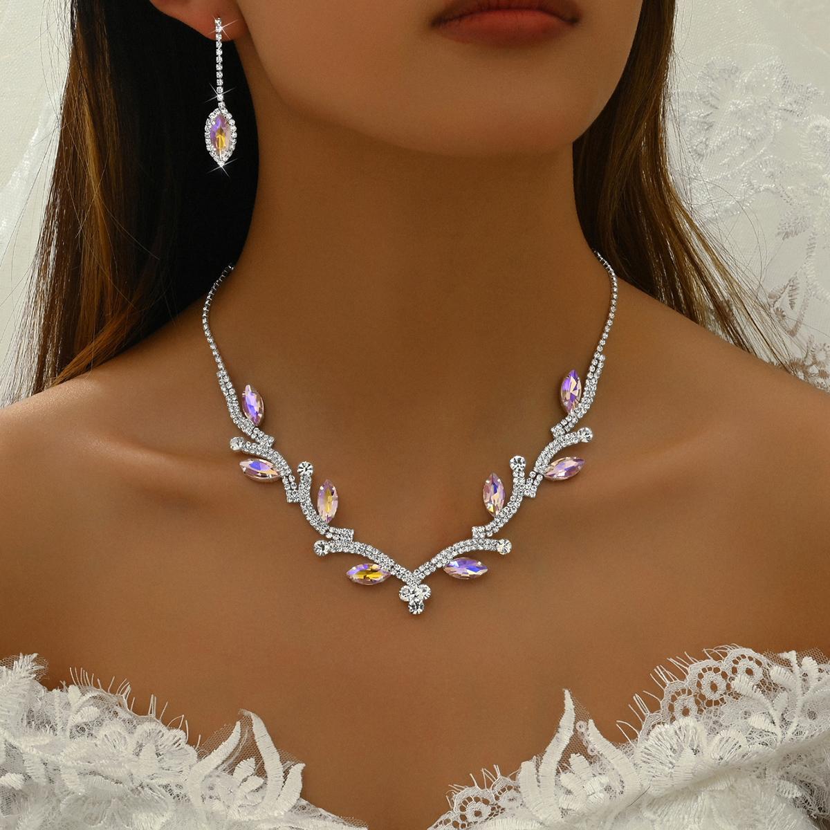 

3PC Женская мода коготь цепи воды бриллиант ожерелье серьги комплект ювелирных изделий свадьба банкет вечеринка праздничный подарок