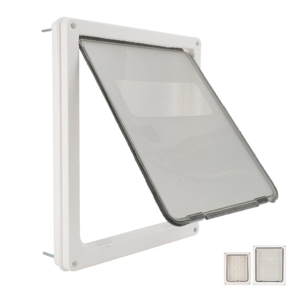 Pet Flap Door Noiseless 2 Way Weather Resistant Interior Exterior Cat Dog Door for Pet Crate Enclosu