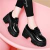 (Broken size will not be replenished) New spring and summer thick-soled black small leather shoes, small inner height increase women's shoes, loafers