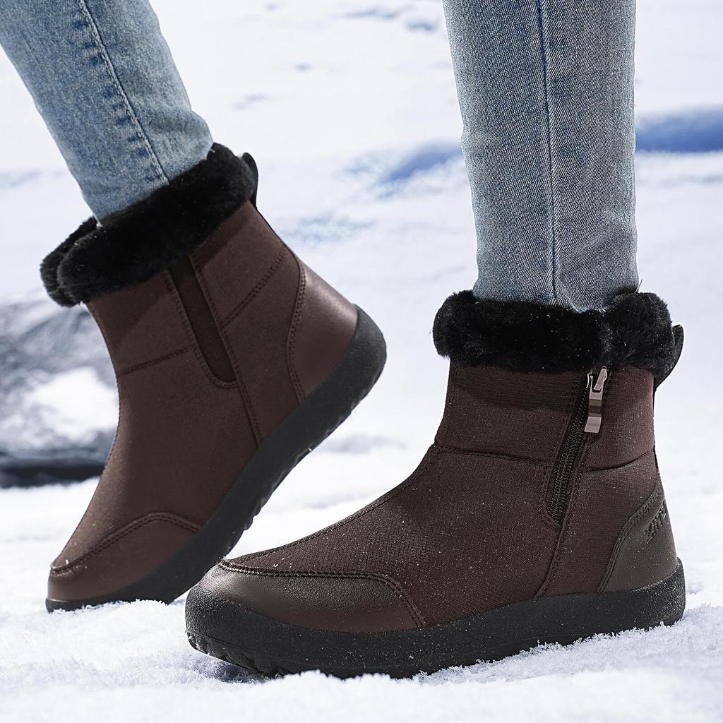 Ziitop Lightweight Short Snow Boots with Warm Thick Casual Winter Boots for Commuting and Easy to Put On and Take Off Women's Fleece-Lined Waterproof,