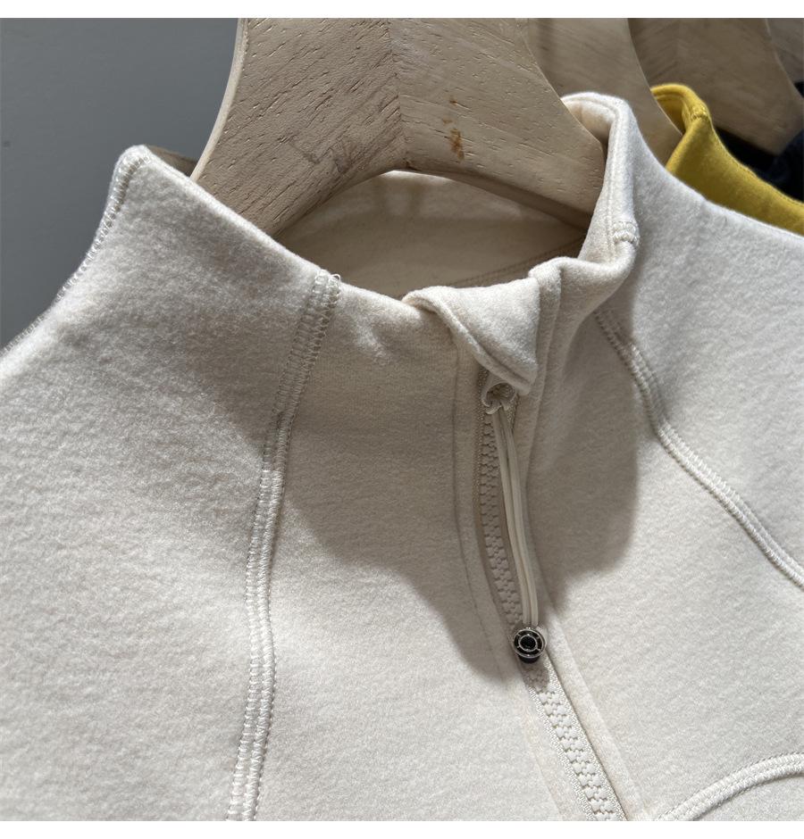 Women's Spicy Girl High-Neck, Waist-Cinching Warm T-shirt: Long-Sleeve, Double Zipper, Polar Fleece Base/Outerwear for Autumn/Winter