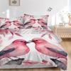 3pcs Two Pink Birds in Love Bedding Set, Including 1 Quilt Cover and 2 Pillow Shams, Without Filling, Soft and Comfortable Home Bedroom Fabric