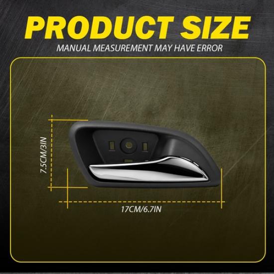 1PCS Black+Chrome Interior Door Handle for 2011-2015 Chevy Cruze Passenger Side