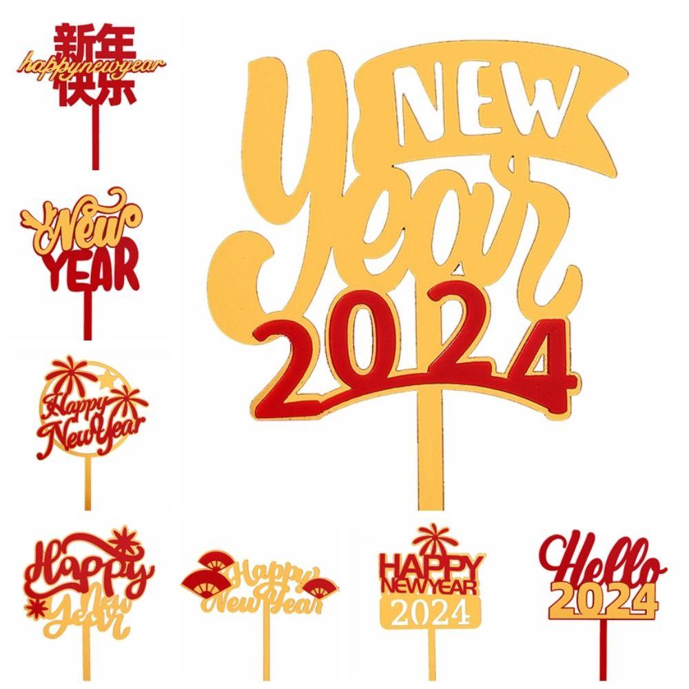 

Праздничный кекс Топпер Двухслойные украшения для торта Плагин для торта 2024 Новогодний топпер для торта Главная