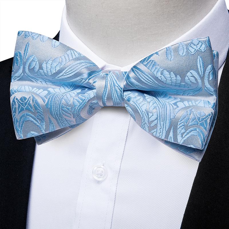 Dibangu Classic Pre-tied Bow Tie Set for Men Silk Purple Adjustable Hanky Cufflinks Set for Wedding Formal Suit