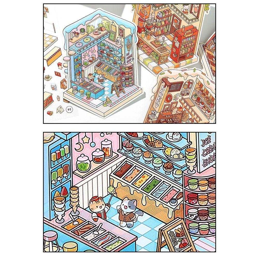 Visual Stacking 3D Landscape Sticker PET DIY Toy Game Stickers  Children Gift