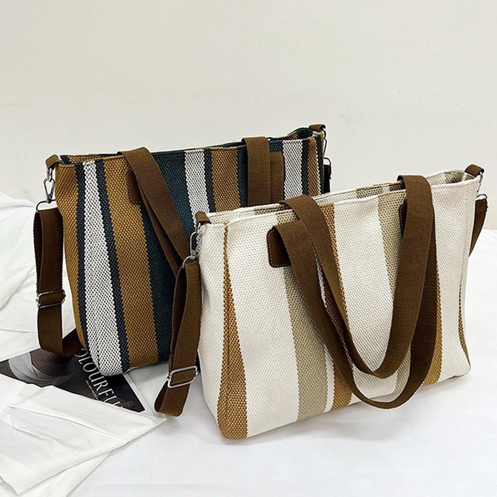 Velkokapacitní Stripe Tote Bag Nákupní taška Crossbody Tašky Nové dámské tašky