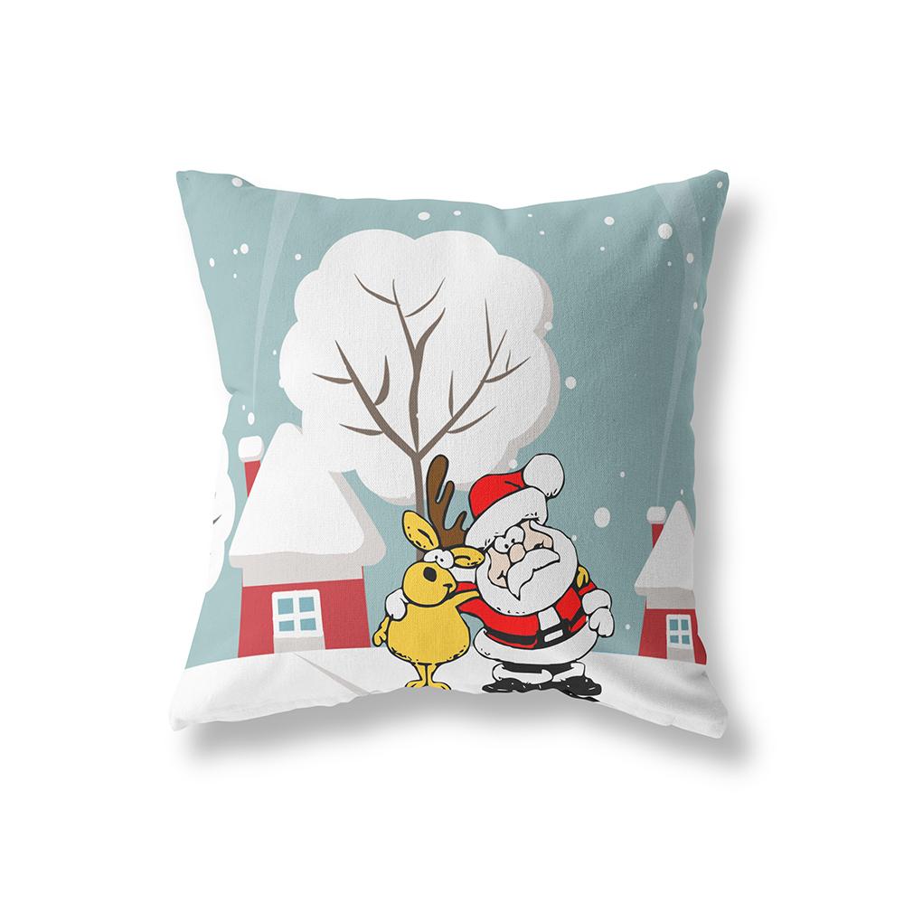 

Милый снеговик с рождественским принтом, полиэстеровый чехол для подушки, украшение для дома, гостиной, дивана, квадратная подушка, чехол для подушки 40X40CM