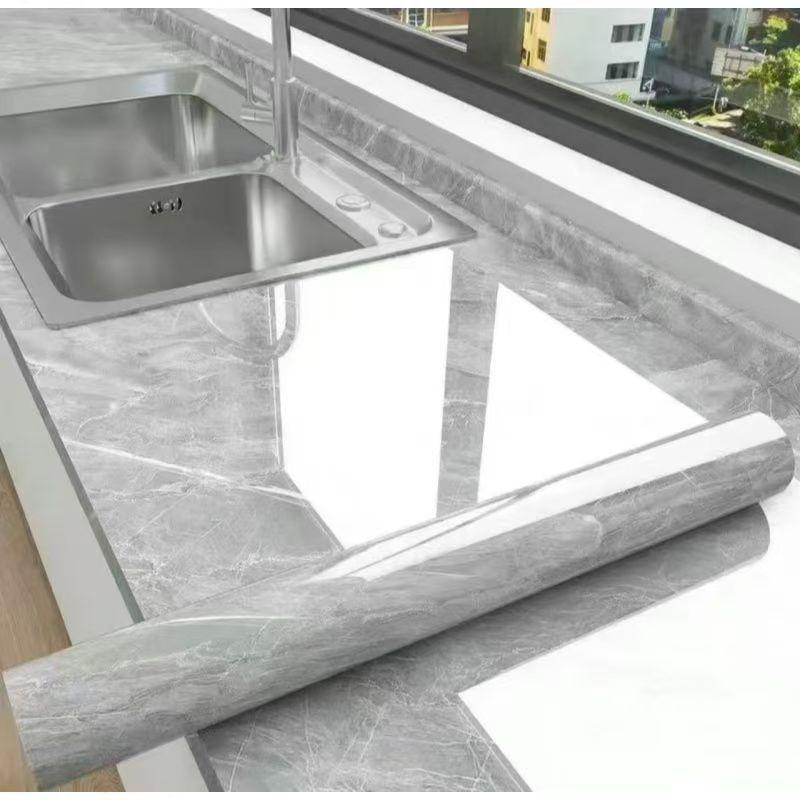 Thickened Faux Marble Kitchen Sticker – Waterproof, Oil-Proof, and Heat-Resistant Wallpaper for Stovetops