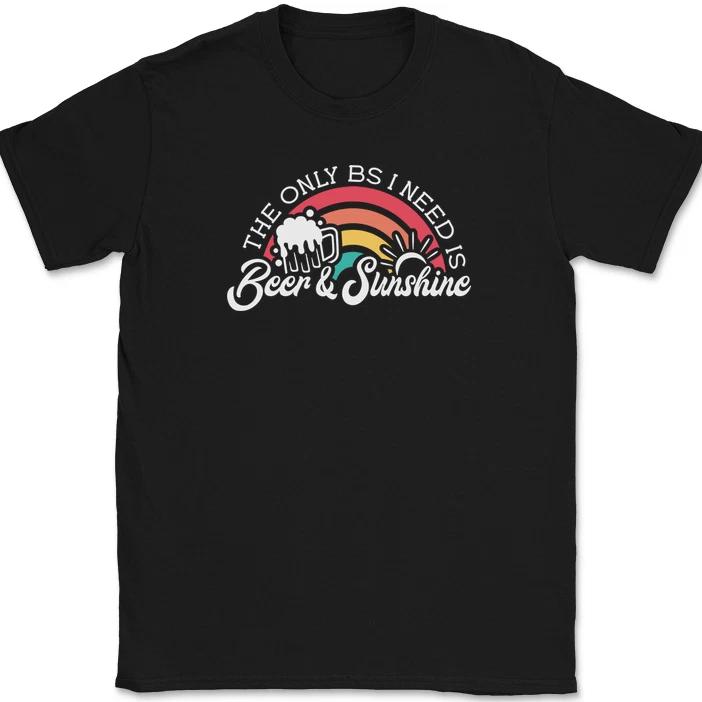 

The Only BS I need Is Beer and Sunshine T-Shirt Funny Beach Drinking Humor Tee L