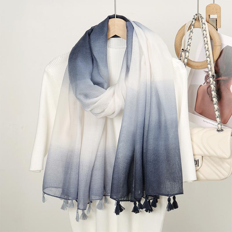 2024 Fashion Women Floral Fringe Viscose Shawl Scarf Print Soft Lady High Quality Pashmina Stole Muslim Hijab 180*90Cm