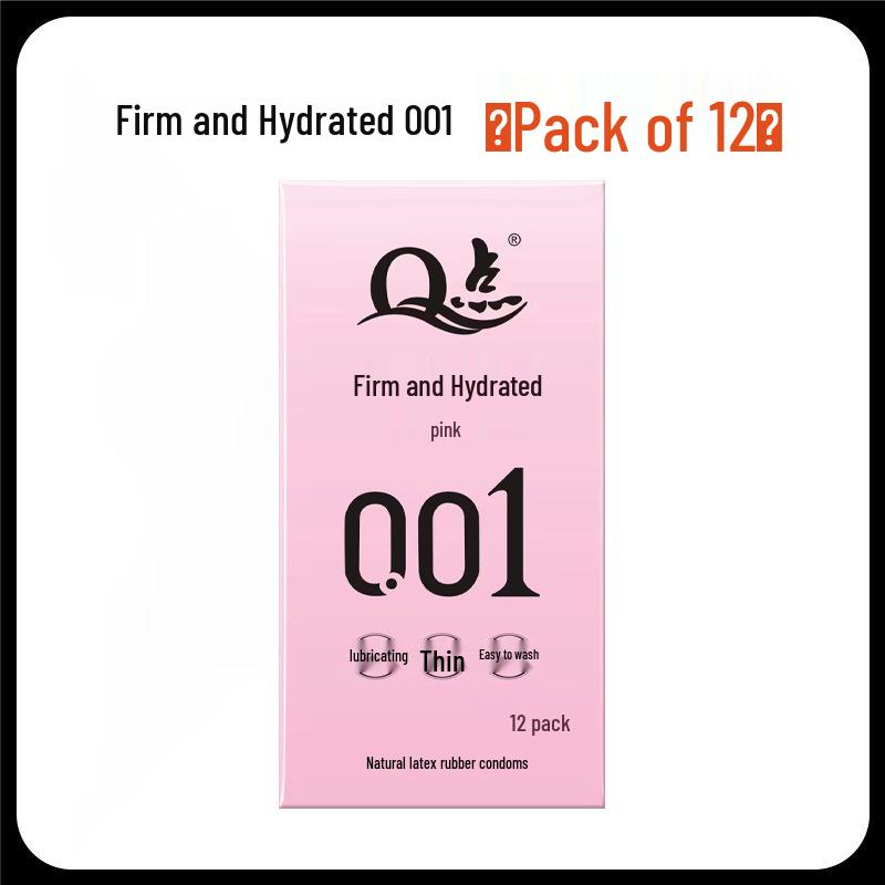 Q Point Ultra-Thin Pink Condoms with 3D Surrounding Particles - Odorless, Super Lubricated, Female Pleasure Enhancing.