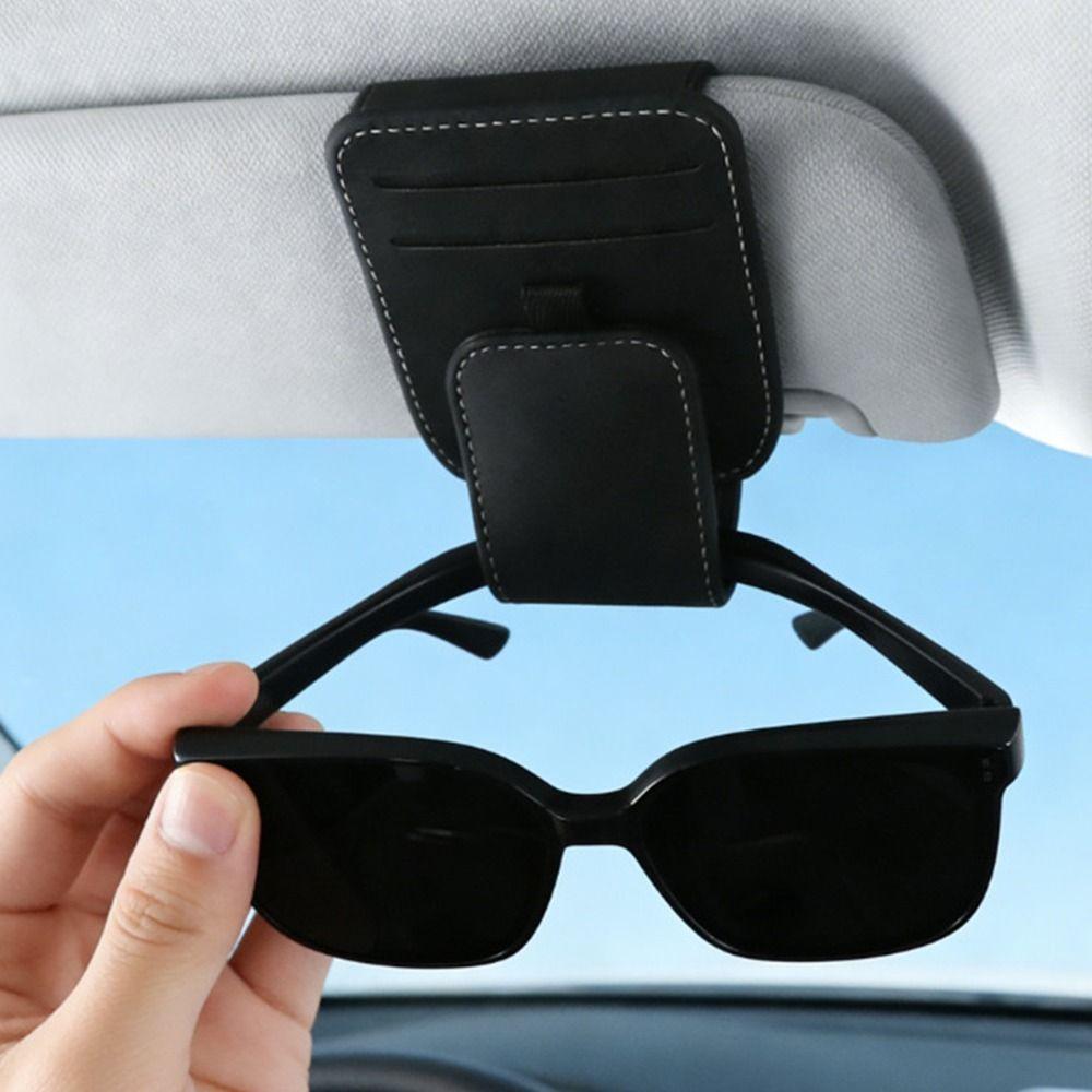 Magnetic Clip Magnetic Car Eyeglass Clips PU Leather Car Sunglasses Holder Auto Accessories