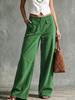 Autumn and winter retro corduroy wide-leg pants women's trousers high waist double pockets straight casual pants