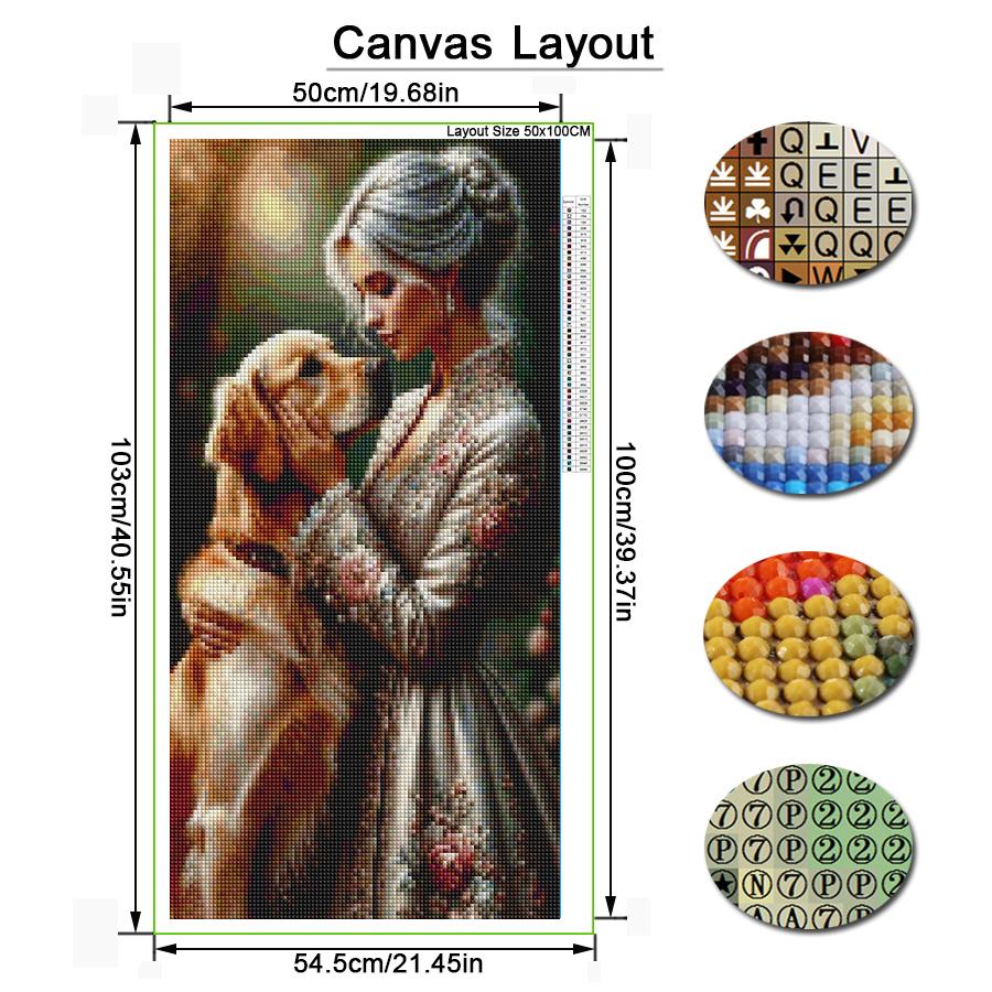 Women and Dogs Large Size Diamond Painting Woman and Cows Animals Diy Full Drill Rhinestone Embroidery Mosaic Cross Stitch Kits
