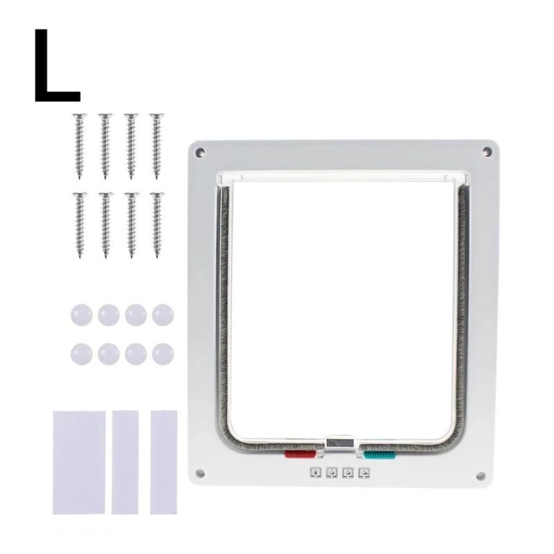 Cat Flap Door Lockable Low Noise Cat Door Flap For Interior Exterior Doors 4 Way Locking Flap Door For Interior Exterior Door