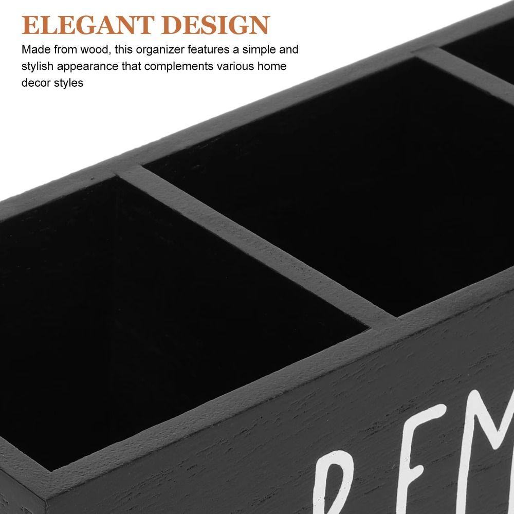 With Handle Desktop Storage Box Solid Wood Pencils Holder Black Desktop Organizer  Office