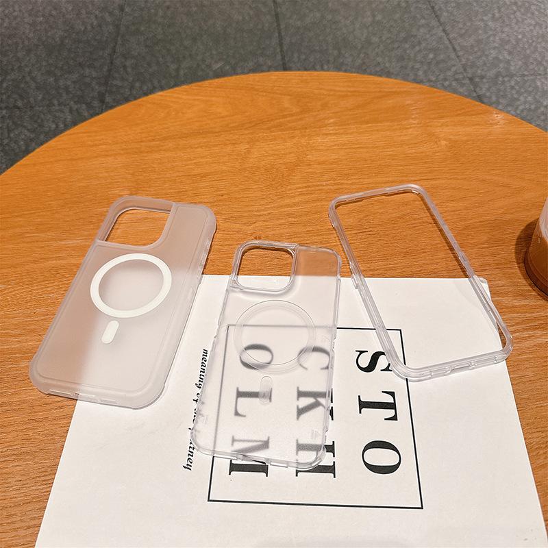 For IP16promax Magnetic Defense Three-in-one Transparent TPU+PC Upper and Lower Cover Anti-fall Advanced Mobile Phone Case