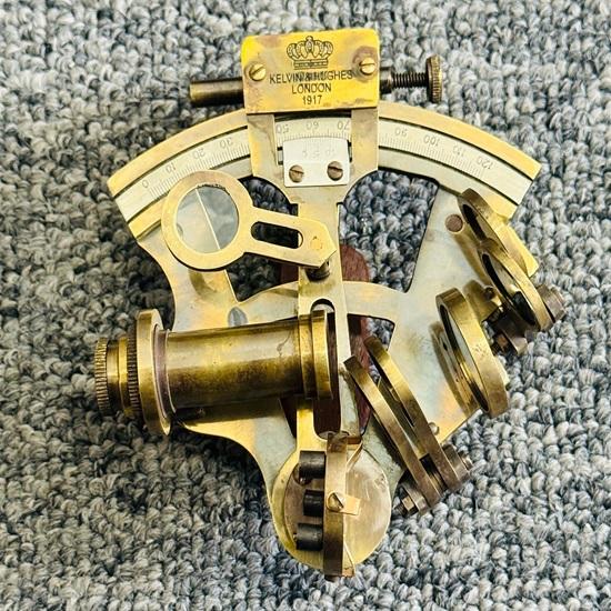 Antique Solid Brass Sextant With Wooden Box Handmade Stylish Working Gift Home Decor