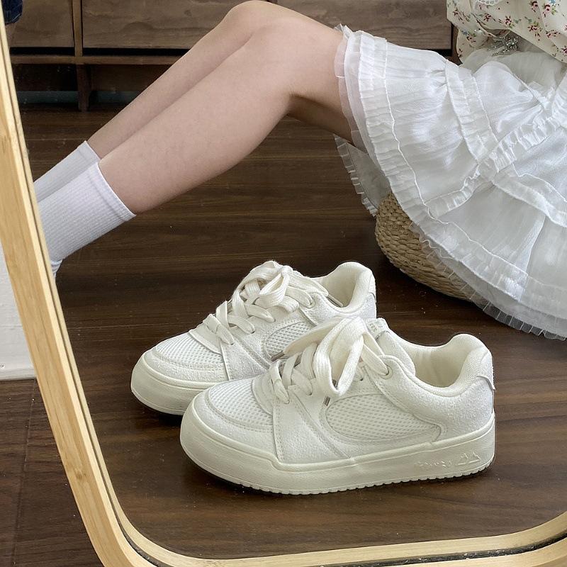 Korean Version of Foreign Trade Platform Niche Retro Board Shoes Women's Ins Tide 2025 Summer New Leisure Sports Versatile White Shoes