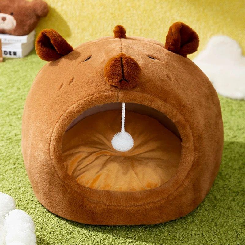 

German Seiko Cat Nest Winter Heattech Closed Winter Cat House Small Size Dogs Kennel Dog Bed Cat Pet Supplies S-small size (for cats within 2.50kg) Capybara