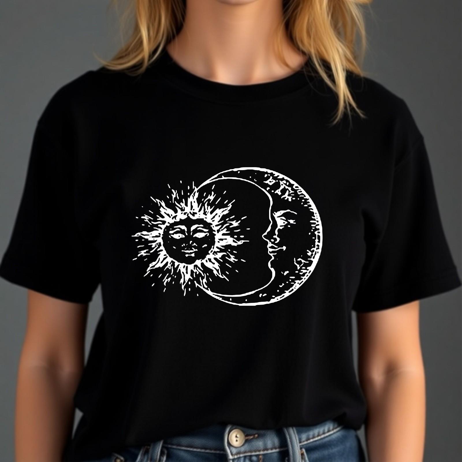 The Sun And Moon T-shirt Sky At Night Astronomy Celestical Top New Mens Gift Tee L