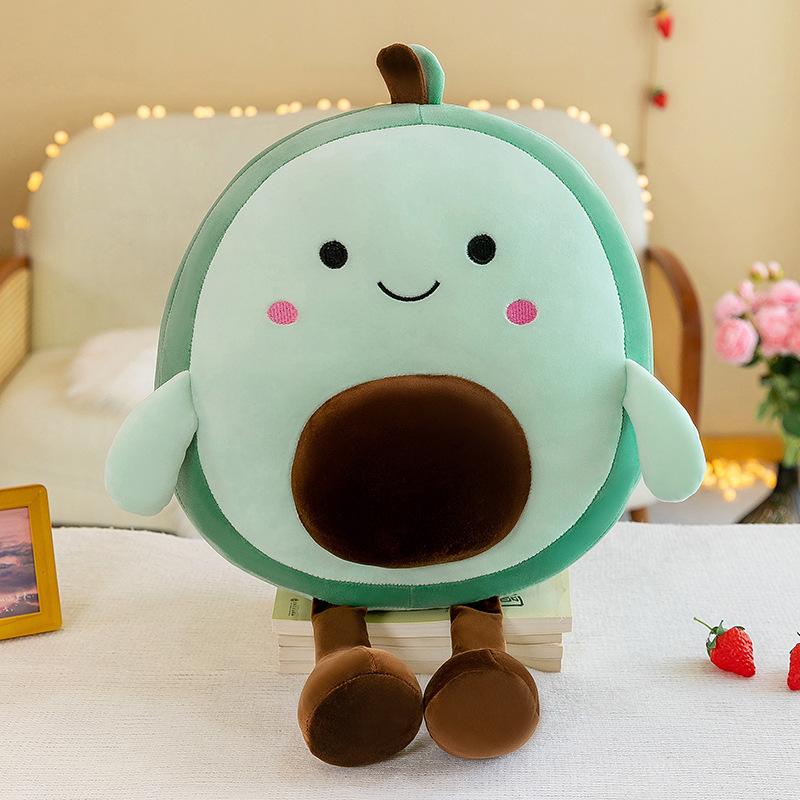 Cute Avocado Pillow Doll Cartoon Fruit Doll Sleeping with Plush Toys Girl Doll on Bed